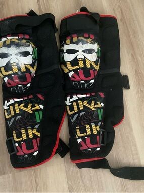 Men's Black Dance Knee & Shin Guards with Multi-Color Graphic